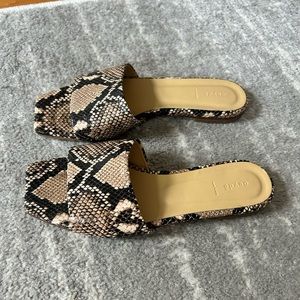 Aeyde Snake skin square toe slide sandals